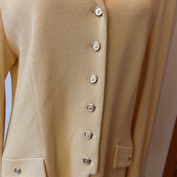 St. John Yellow Blazer with Button Detail. Size 12. - Picture 3 of 10